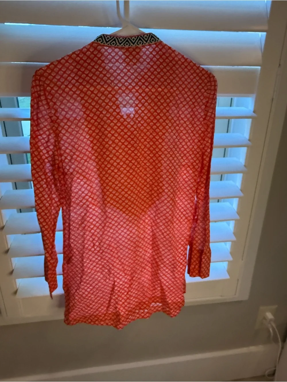 Tory Burch Coral Geometric Embroidered Tunic